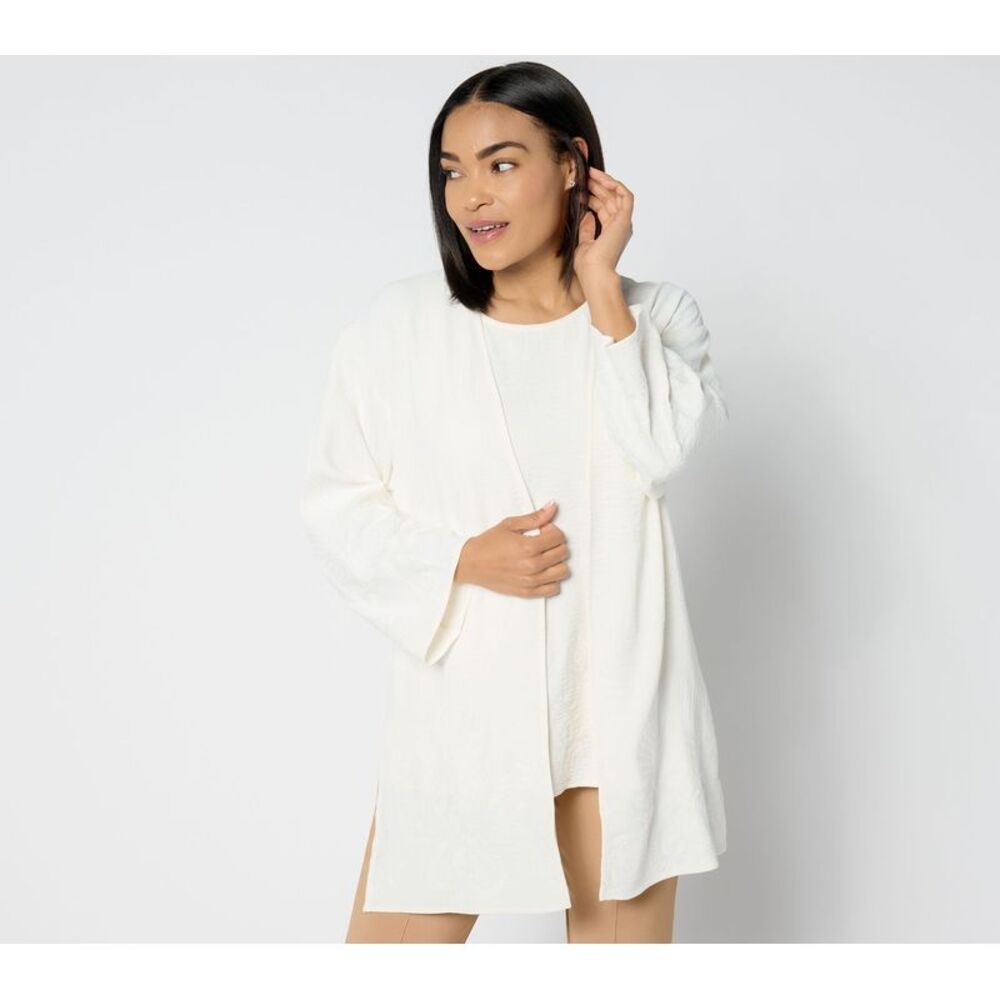 Women Control Women's Top Sweater Sz XS Embroidered Long Sleeve White A652518